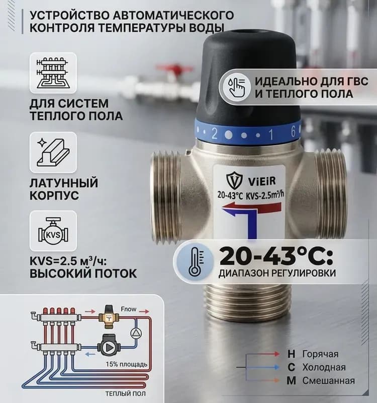 VER трёхходовой смесительный клапан 3/4