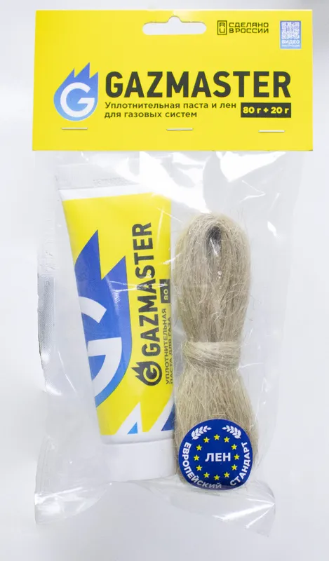 Комплект (паста уплот. для ГАЗА 80г.+20г. лен) GAZMASTER (25/1шт)