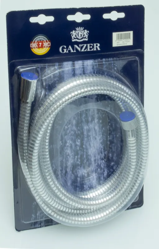 10200 Шланг для душа 200см. GANZER прозрачный (50/1шт) Л/К